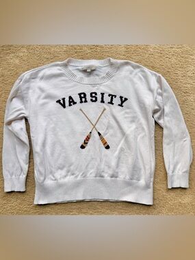 LOFT Cream Crewneck Knit Sweater
